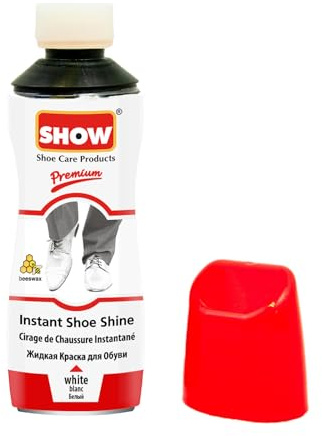 SHOW Instant Leather Shoe Shine Liquid for Shoe Boots Bags- Unisex 75ml Bottle with Sponge for Instant Leather Colour Nourish and Condition - Leather Care Products