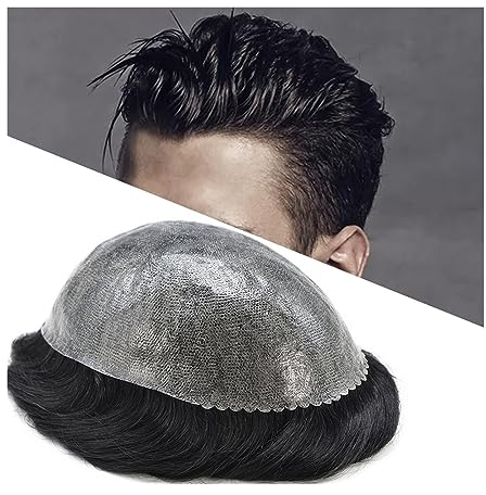 Haar-Toupet für Männer, Toupet für Herren, volle PU-Basis, männliche Haarprothese, 0,12 mm eingespritzte dünne Haut-Haarteile, 6 Zoll, indisches Haarsystem, männliches Toupet, Haareinheiten für Verl