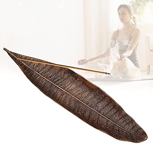 DUGEGAYL 1 Stück Räucherstäbchenhalter Metall Blätter Ash Catcher, Räuchergefäß für Wohnkultur Zubehör Handwerk Geschenk Kupfer (21cm)