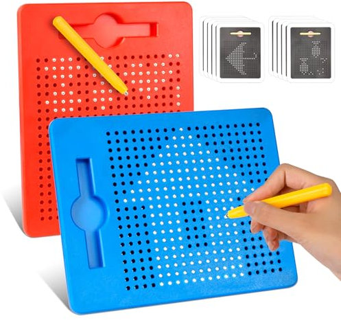 Planche à Dessin Magnétique, 2 Pièces Tablette Magnetique, Tableaux à Dessin Magnétiques, Dessin Magnétique Tablette Effaçable et Réutilisable pour Garçons et Filles, 21.5x17.5 cm (Rouge, Bleu)