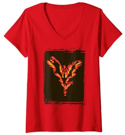 Womens Harry Potter Goblet of Fire Dragon in Flames V-Neck T-Shirt