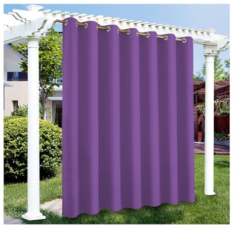 Mewkew Outdoor Vorhang Wasserdichter extra breit Oben und unten mit Ösen Wetterfest Outdoor Verdunklungsvorhänge für Garten Veranda Balkon Terrasse Pavillon,1 Stück,140 * 254cm（W*H）