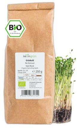 Keimgrün Bio Grünkohlsamen, Sprossen Samen aus Europa, für Sprossenglas & Microgreens, Wähle zwischen 250g, 500g & 750g, regional abgefüllt, plastikfreie Verpackung, seit 2018