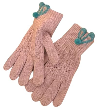 alloneslife Strickhandschuhe für den Winter, Vollfinger, dick, warm, Weihnachten, Touchscreen-Handschuhe für Freundin, rosa / purpur, One size