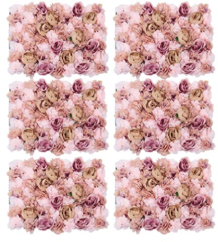 C-Juzarl 6 Stück Blumen Wandpaneele, Blumenwandpaneel Blumenwand Kunstblumen, Blumenwand für Hochzeit, 60 * 40cm Rosenwand Dahlienrose Blumenwandhintergrund für Party Heimdekoration