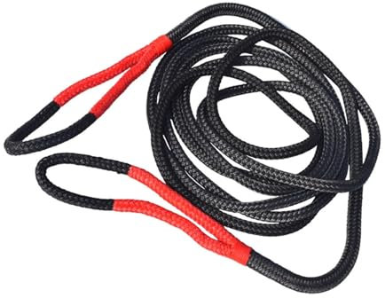 Abschleppseil 12 mm * 6 m (1/2 Zoll * 20 Fuß) BergungsseilDoppelt geflochtenes kinetisches Nylonseil Synthetisches Windenseil-Kit(Black)