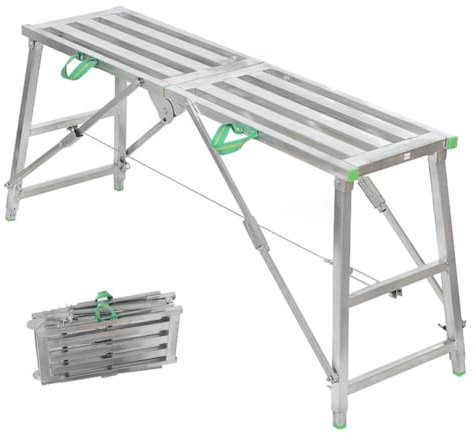 Piattaforma di ponteggio pieghevole in acciaio galvanizzato per edilizia, portatile, multifunzione, piattaforma di lavoro (160 x 40 cm)