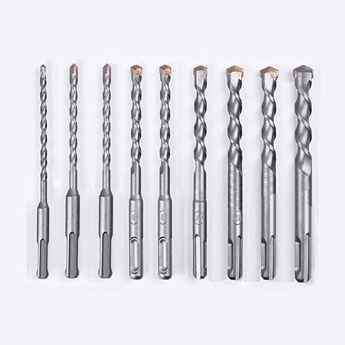 Broca for hormigón de aleación de acero de tungsteno de 9 Uds. De 200mm con mango redondo y cuadrado SDS PLUS de 6-22mm for penetrar en la pared(Square handle 9pcs)