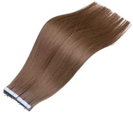 HAIRIFIC Premium Tape-in Echthaar Extensions, 100% Remy Haar, Salonqualität, 20 Stück, 50 Gramm (06 - Hellbraun, 35cm)