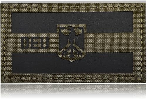 Deutschland Patches Klett, Militär Aufnäher 9 x 5cm Reflektierende | Nylon Klett Patch 9 x 5cm, Reflektierende IR Eigenschaften, Waschbar Bei 60 Grad, Für Uniformen Und Rucksäcke