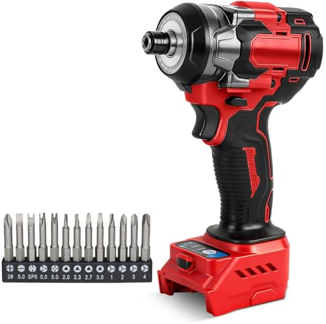 Perceuse-visseuse à percussion 1/4 pour Milwaukee 18 V(sans batterie) | Roadtime 2400R tige hexagonale sans balais 450N, 3 vitesses et 2 vitesses inversées, avec LED et 13 Accessoires
