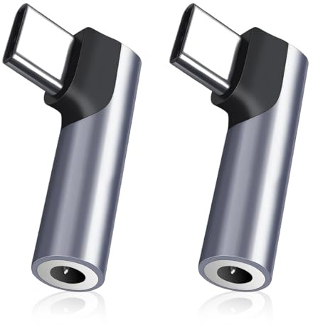 2PCS Adaptateur USB C Jack de Casque 3,5mm, Audio Hi-Fi avec DAC intégré, Compatible Smartphones et Tablettes USB Type C, Prise Casque Micro et Commandes, Conception Coudée Durable Plug & Play