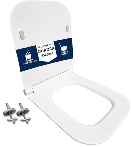 HYDRO HOME Copriwater compatibile con serie Quadra ceramica Esedra Super Sottile Slim Chiusura Ammortizzata e Sgancio Rapido, Plastica Termoindurente Cerniere Regolabili fissaggio dall'alto Bianco
