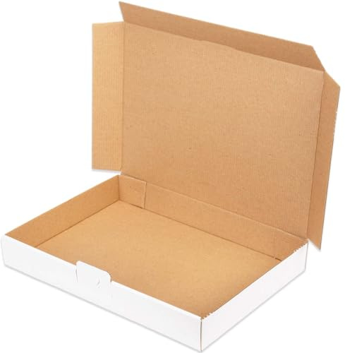 kartonprimus Maxibriefkartons 350 x 250 x 50 mm MB-5 weiß Maxibrief Karton Faltschachtel stabil Versandkarton für Post DHL Versand DIN A4 B4 Warensendung Büchersendung Versandschachtel (50 Stück)