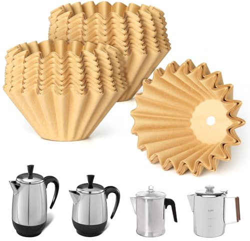 Aieve 200 Pcs Percolator Coffee Filters Compatible with Farberware Coffee Percolator, Unbleached Coffee Filter Paper with Pre-punched Hole for Farberware 4-8 Cup, Coletti 6-9 Cup, Elite Gourmet 6 Cup