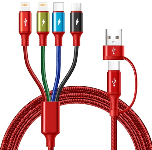 Minlu Multi USB Kabel, Multi Ladekabel 6 in 1, Universal Ladekabel 1.8M | mit Datenübertragung, Ladekabels USB C Schnellladekabel mit Micro/Typ C/Lightning für iPhone,Android,Galaxy,Tablet