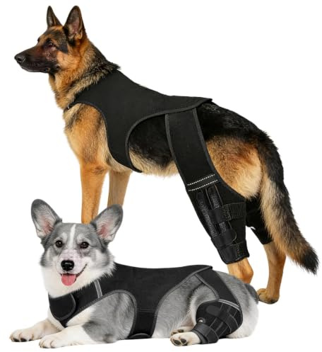 Opdestn Hunde Knie Bandage,Verstellbare Knie Bandage - Hunde-Hinterbeinbandage mit 4 metallenen Stabilisatoren | für Spaziergänge, Wanderungen, Training, Outdoor Aktivitäten, Park, und Reisen