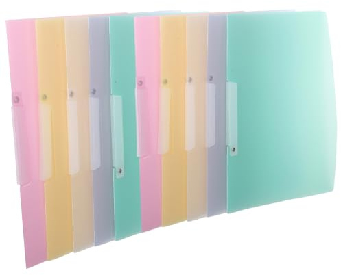 SHERCHPRY Cartelle di Presentazione in Plastica con Apertura Laterale Set da 10 Pezzi con Clip Oscillante per Organizzazione Documenti Portatile e Pieghevole per Ufficio Scuola e