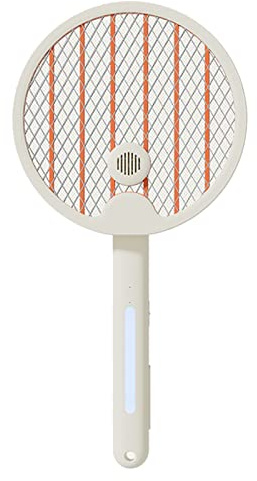 Matamoscas eléctrico, matamoscas portátil automático de Mano, Alto Voltaje, Capacidad de Choque, Raqueta atrapamoscas para Interior, hogar, Oficina, Patio, Camping (Beige)