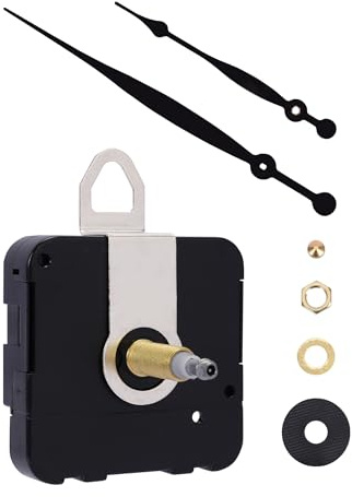 Quarzuhrwerk mit langem Schaft, Uhrwerk zum Selbsteinbau mit Zeiger 208 mm | Hohes Drehmoment für XXL Wanduhr Ø 45-60 cm, Stunden- & Minutenzeiger im Set, einfache Montage, batteriebetrieben, Bastelset