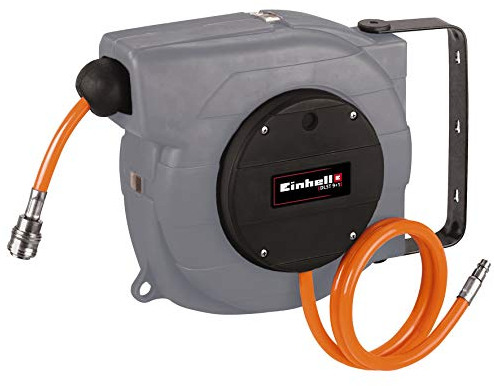 Einhell Dévidoir automatique pour tuyau DLST 9+1 (Pression maximale 12 bar, Dispositif de blocage du tuyau, Boîtier en PVC, Poignée rabattable, Livré avec 3 vis de fixation)
