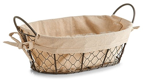 Zeller 18091 Cestino per il Pane Countrystyle, con Maniglie, Metallo, Beige, 30x21x11 cm