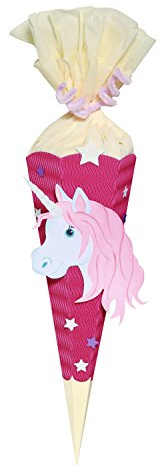 Ursus 9860002 - Schultüte Bastelset Mini, Einhorn, sechseckig, Höhe ca. 41 cm, Duchmesser ca. 15 cm, inklusive Bastelanleitung und Vorlagebogen, zum Selbstbasteln, ideal für die Einschuluung, Mittel