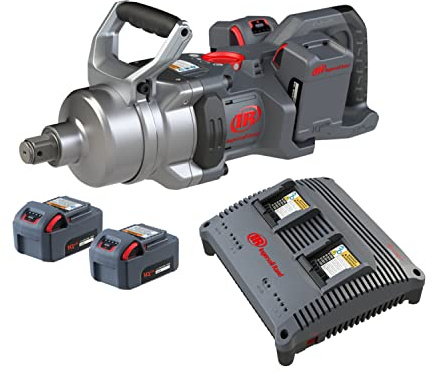 Ingersoll-Rand W9491-K4E-EU 1 20V Heavy-Duty Impact Spanner, Short Anvil, Set with (4) 5.0Ah Li-Ion Batteries & Dual Charger (UK), Professional Tool