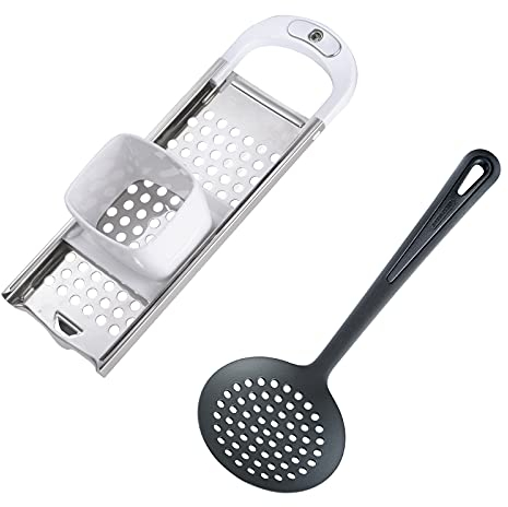 Westmark Spätzle-Set, 2tlg., 1 Spätzlehobel mit Teigschlitten, Knöpfle + 1 Schöpflöffel, Gentle, Rostfreier Edelstahl/ABS/PA, Weiß/Silber/Schwarz, 611222E6