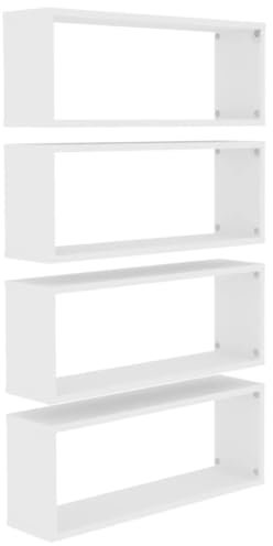 vidaXL 4X Würfelregal Wandregal Hängeregal Cube Lounge CD Regal Dekoregal Bücherregal Schweberegal Wandboard Regalwürfel Weiß 60x15x23cm Holzwerkstoff