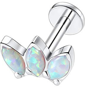 hengkaixuan 16G G23 Titan Flat Back Labret Studs Innengewinde Lippen Studs Tragus Piercing Monroe Medusa Lippenpiercing Silber Lobe Knorpel Conch Ohrringe Schmuck