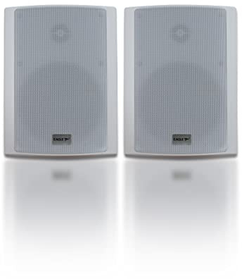 Eagle 20W 4 100V Line or 8 Ohm Outdoor White Speaker (Pair). Outdoor, Waterproof, Low Impedance, IP54 Rated, Speakers