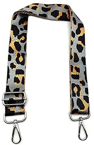 Taschengurte zum Wechseln, Taschengurt Grauer Leopard, Verstellbarer Schultergurt für Tasche mit Karabiner Silber, Schulterriemen 3.8cm Umhängegurt für Taschen für Damen DIY Taschen, #5