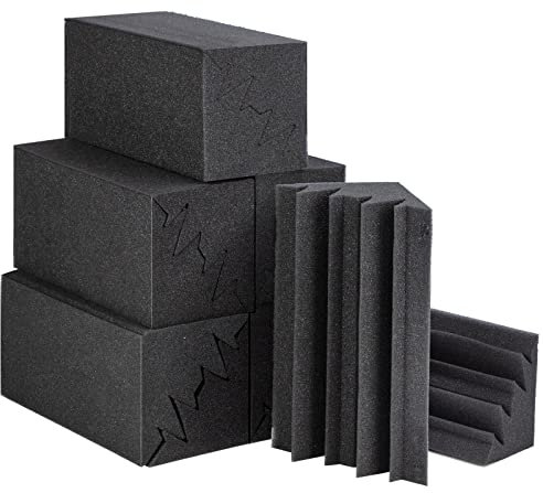 Bass Trap Lot de 12 panneaux de Mousse acoustique Plaque Insonorisation de haute densité réduisant le bruit intérieur et l'écho pour Studio d'enregistrement/Bureau à domicile 18 X 18 X 30 cm