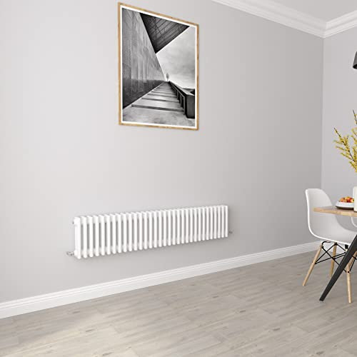 Radiateurs blancs Horizontal 3 colonnes Rads Fonte Style Chauffage central radiateurs pour salle de bain, salon et cuisine 300x1460mm