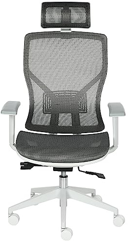Vinsetto Bürostuhl Höhenverstellbar mit Rollen 67 x 65 x 120-128 cm Gra | Ergonomischer Drehstuhl, Gamingstuhl mit Kopflehne, Lendenkissen, Armlehne, Mesh-Stoff, Schreibtischstuhl