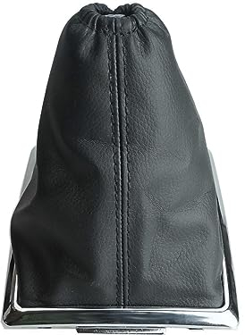 Funda para palanca de cambios en negro + marco cromado compatible con Ford Focus II 2 MK2 2004-2007, Fiesta II 2 MK2 2008-13