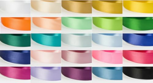 Jajasio 25 Rollen Satinband Geschenkband 25 Farben Satin Schleifenband Dekoband 38mm Breit 27,4m Lang Satinbänder Bunt Stoffband Seidenband Stoff Bänder Zum Basteln und Geschenk Party Hochzeit