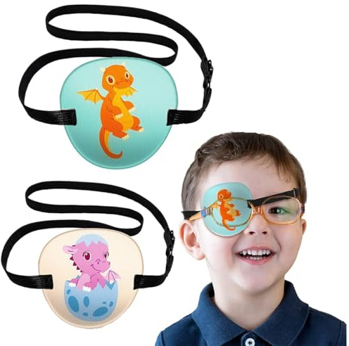 WKRTDY 2pcs Bende Mediche per Occhio Regolabili e Elastiche, per Occhi Pigri e Strabismo, Patch 3D Regolabili Cinghia, per l'occhio Destro o Sinistro, per Bambini