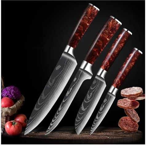 FBITE Ensemble de couteaux de cuisine forgés, couteau de boucher à désosser, coupe-viande, coupe-fruits, filet de poisson, Sushi Sashimi, couteaux de cuisine