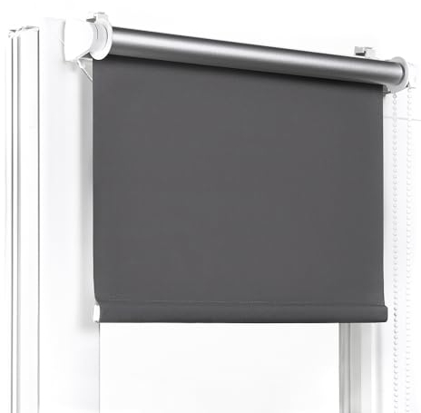 Fenster DEKOR - Rollos Für Fenster Ohne Bohren Dunkelgrau - Verdunkelungsrollo B105 x H150 cm - Klemmrollo Verdunkelung - Fensterrollo Für Balkontüren - Verdunklungsrollo Leicht Zu Installieren