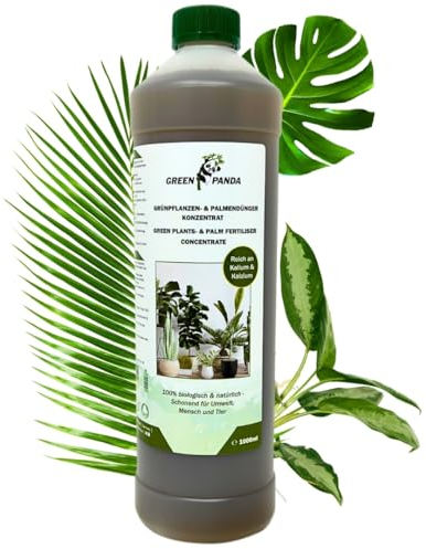 GreenPanda Grünpflanzen- und Palmen Dünger 1L - BIO Flüssigdünger Konzentrat - Für Zimmer-, Balkon- und Terrassenpflanzen - Bis 200L Gießwasser