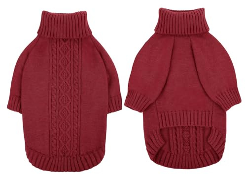 KONVINIT Hundepullover,Sweater für Hunde Hundepulli für kleine mittelgroße Hunde Winter Warm Gestrickter Rollkragen Hund Pullover Dog Sweater für Welpe,Katze,Hund