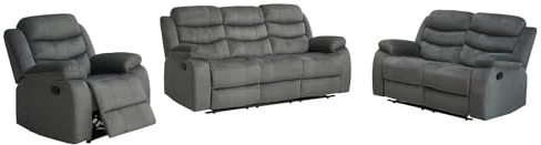 HTI living Sofagarnitur Grau Kirwall Couch Zweisitzer Sessel mit Fußstütze