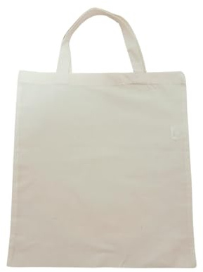 HOUSEGADS 100% Cotton Tote Bags - Premium Plain Natural Reusable Grocery Cloth Bags - Eco-Friendly Shopping Canvas Ideal for Printing and Embroidery - Long/Short Handles
