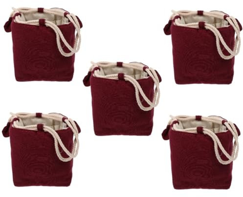 Amosfun 5pcs Travel Tea Set Bag Teacup Storage Pouch Portable Teaware Bag Drawstring