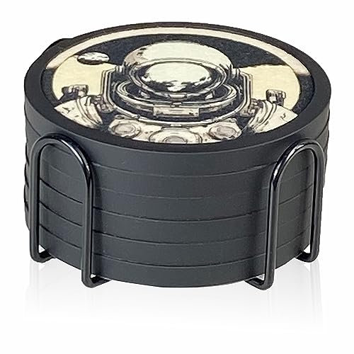 Absorbent Coasters for Drinks with Holder - 6packs, Silicone Coasters with Soft Felt Insert, Gray