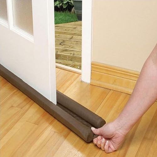2 Pack Twin Draft Guard Door Draft Stopper - Double-Sided Insulator Seal Strip for Doors & Windows - Under-Door Draught Excluder - Flexible Draft Stoppers