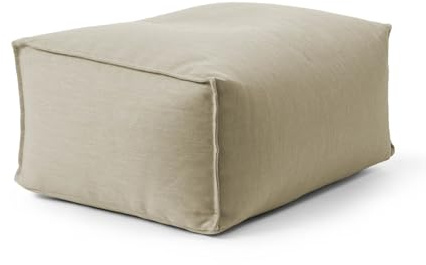 mokebo Pouf Outdoor Hocker 'Der Ruhestifter' Made in Germany, Sitzhocker eckig für Balkon & Garten, Bodenkissen, Sitzwürfel, Sitzpouf, Fußhocker & Beistelltisch mit EPS-Perlen Füllung in Sand