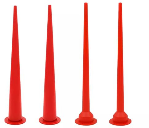 4 PCS Caulking Nozzle for Sausage Caulking Gun, Reusable Caulk Nozzle Applicator, Plastic Sausage Caulking Gun Nozzle Caulking Applicator Nozzle Tip (Red-2pcs Large and 2pcs Small)